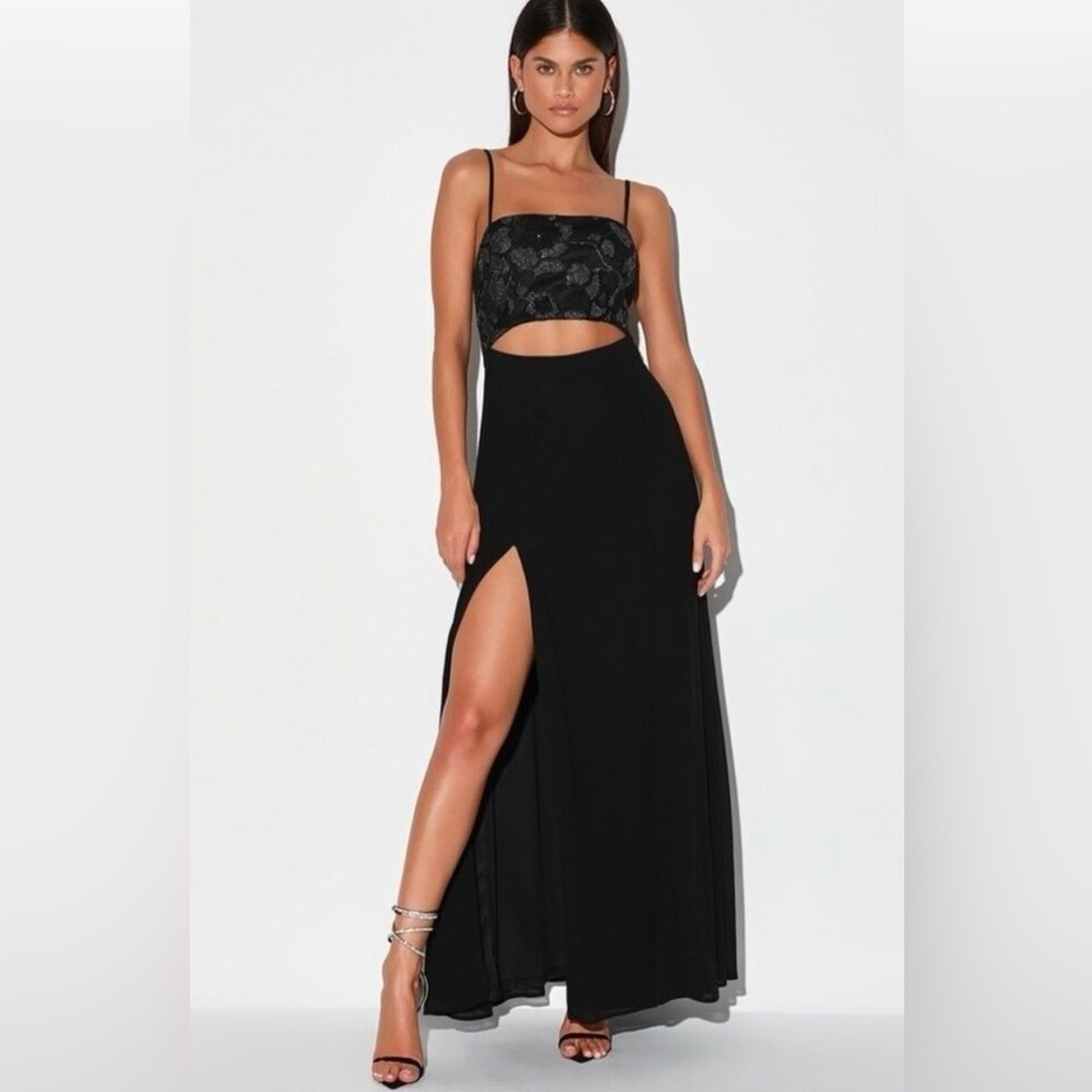 Lulu's Elegant Black Strapless Dress